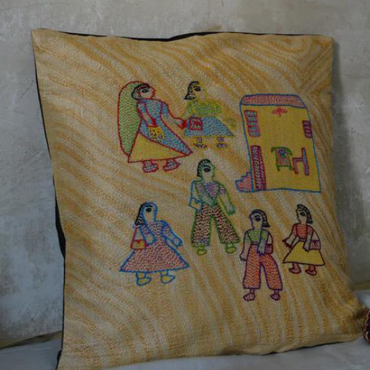 Sujani Embroidery Cushion